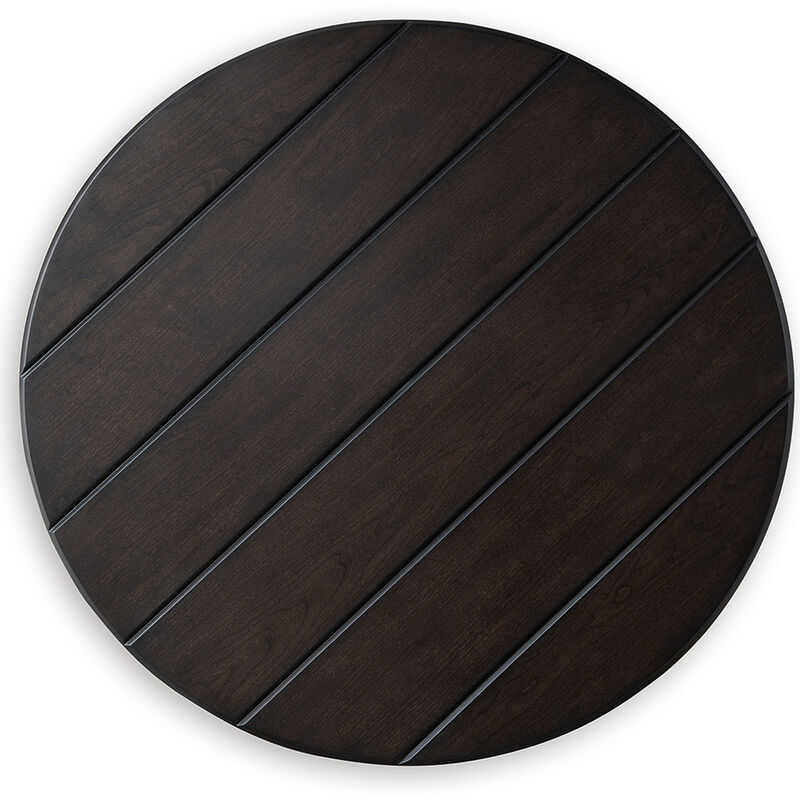 Liu Side End Table w Bottom Shelf, 26 Inch Round Cherry Brown Plank - Benzara
