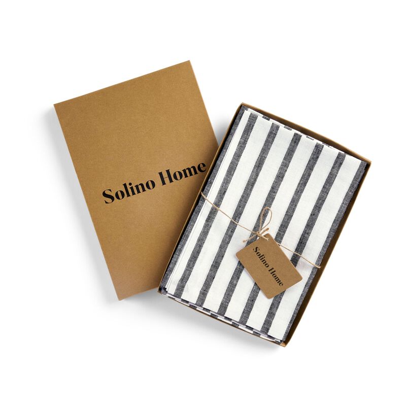 Solino Home 100% Pure Linen Dinner Napkins 20 x 20 Inch Set of 4 | Madison Stripe
