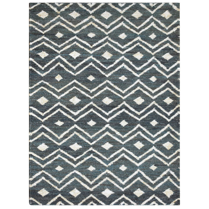 HAND KNOTTED SUMAK JUTE ECO-FRIENDLY Contemporary AREA RUGS  - 4'x6', Rectangle Shape, Green Beige Color, Contemporary, High Pile, Natural Fiber, Outdoor Indoor Handmade Area Rugs (J00078)