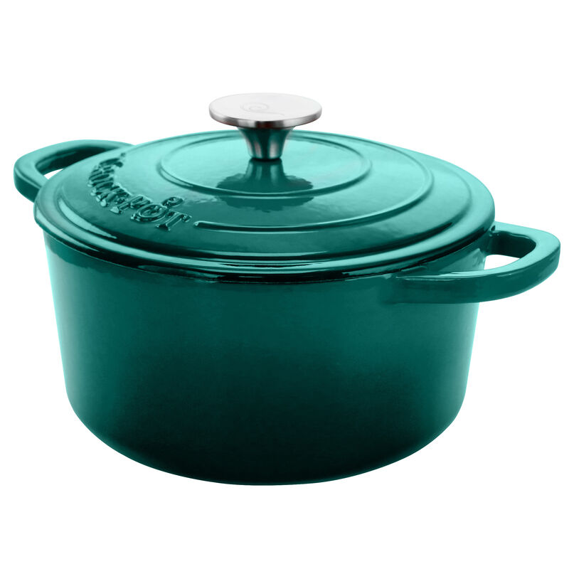 Crock-pot Artisan 3 Quart Enameled Cast Iron Casserole with Lid in Gradient Teal