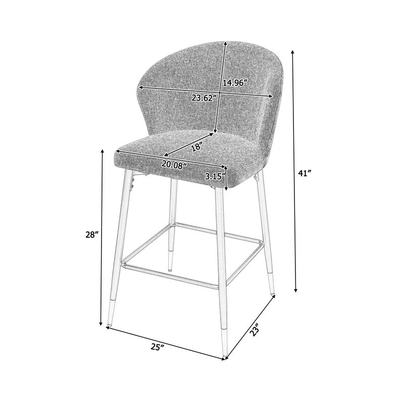 Merax Counter Height Jacquard Upholstered Bar Stools Set of 2