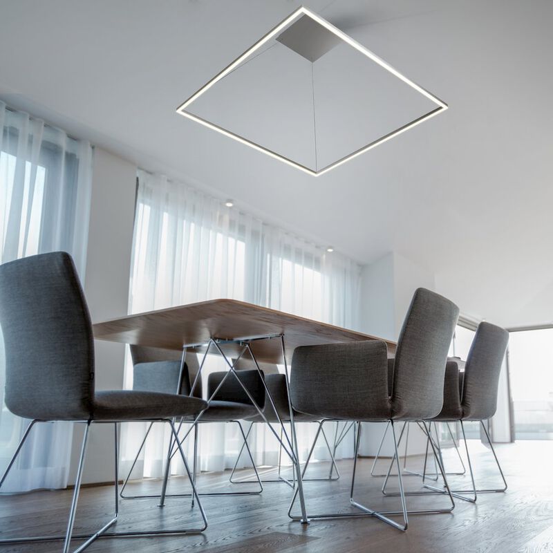 VONN Lighting Integrated LED Chandelier Height Adjustable Square Pendant Light in Silver