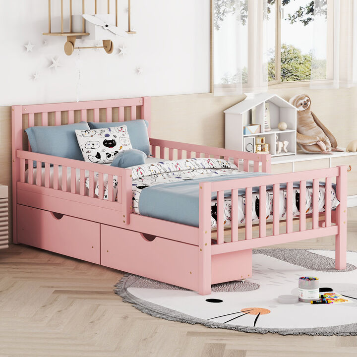 Merax Platform Bed with Guardrails