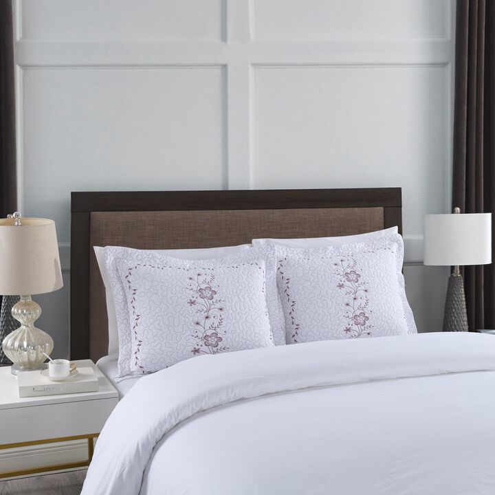Marcielo 2 Pcs Embroidered Floral Pillow Shams