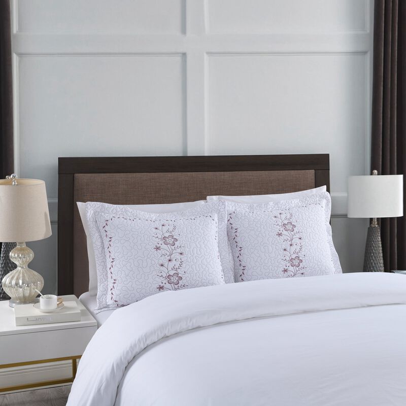 Marcielo 2 Pcs Embroidered Floral Pillow Shams