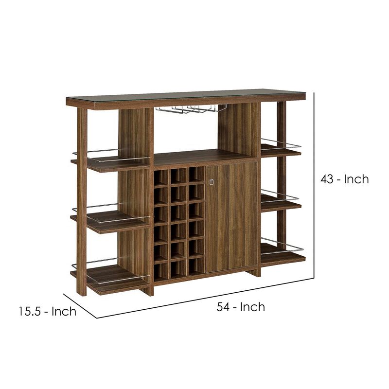 Sturdy Modern Bar Unit with Wine Bottle Storage - Benzara