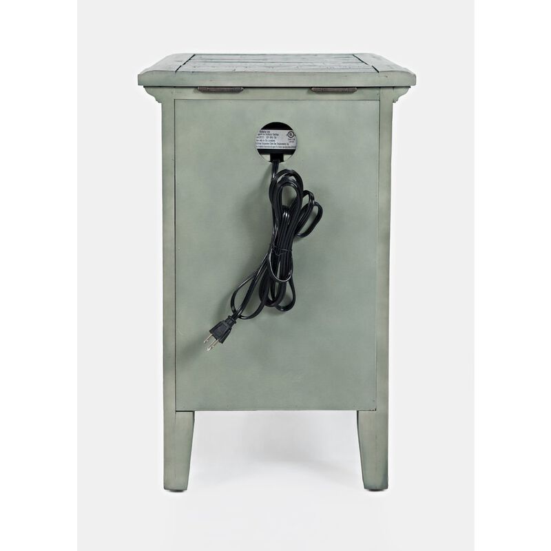 Jofran Inc. Rustic Shores Farmhouse USB Charging End Table with Storage, Surfside