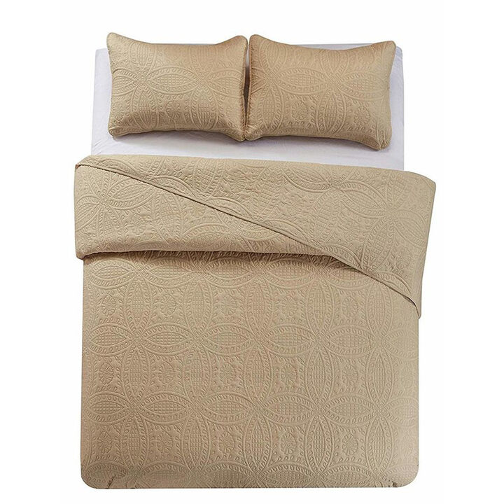 Bedspread Coverlet 3 Pcs Set Oversized Full Size White Color