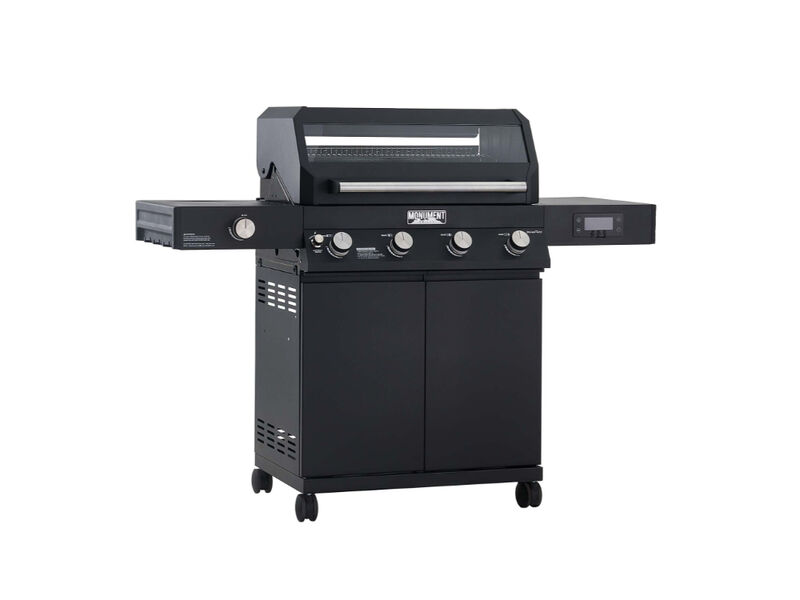 Monument Grills Denali Series | 4 Burner Smart Black Powder-Coated Propane Gas Grill