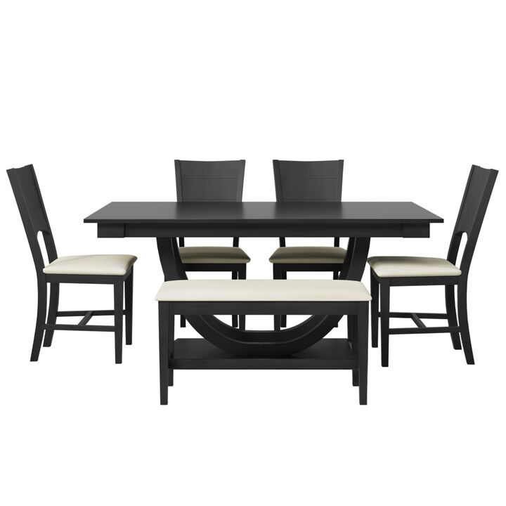 Merax 6-Piece Wood Half Round Dining Table Set