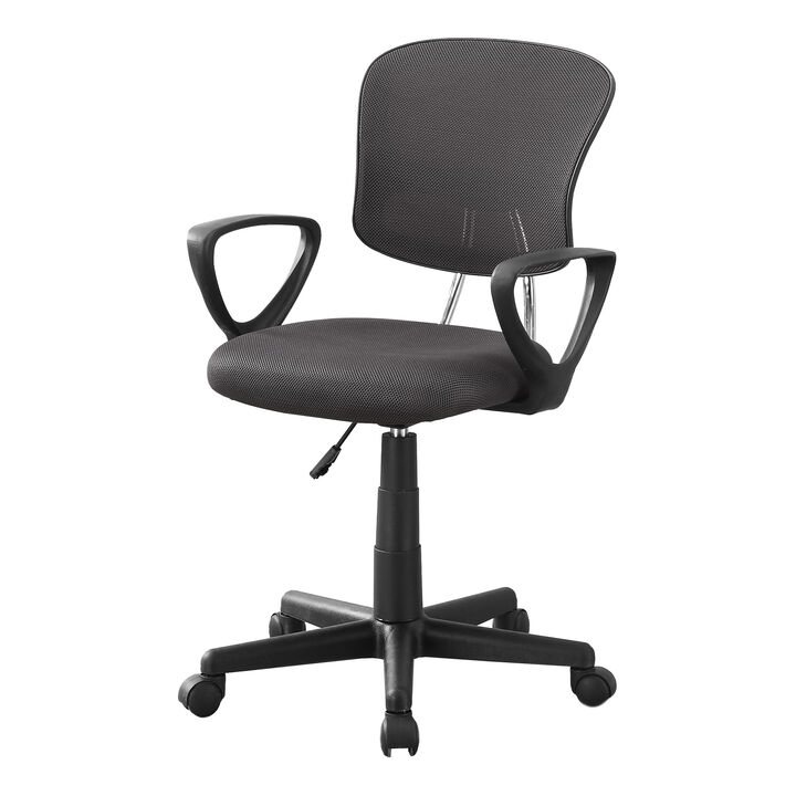 Monarch Specialties I 7262 Office Chair, Adjustable Height, Swivel, Ergonomic, Armrests, Computer Desk, Work, Juvenile, Metal, Mesh, Grey, Black, Contemporary, Modern