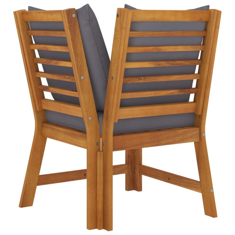 vidaXL 3 Piece Garden Lounge Set with Dark Gray Cushion Solid Acacia Wood