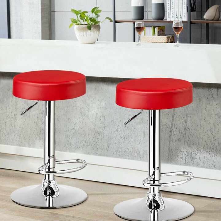 Set of 2 Adjustable Swivel Round Bar Stool  Pub Chairs