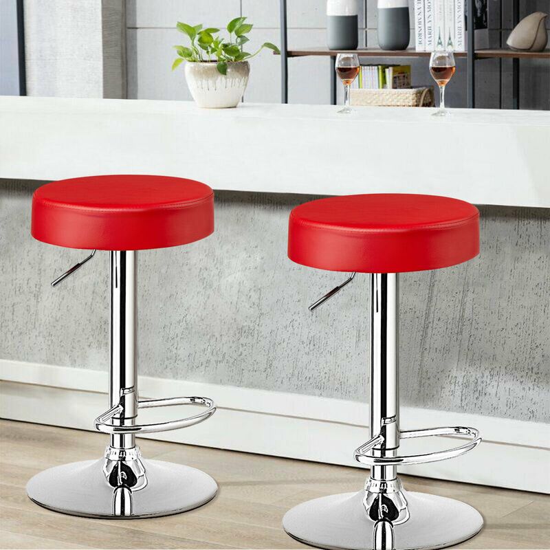 Set of 2 Adjustable Swivel Round Bar Stool  Pub Chairs