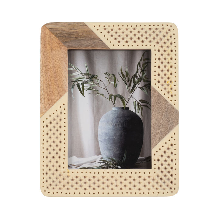 5"x7" Ivory Nat Wood Woven Frm