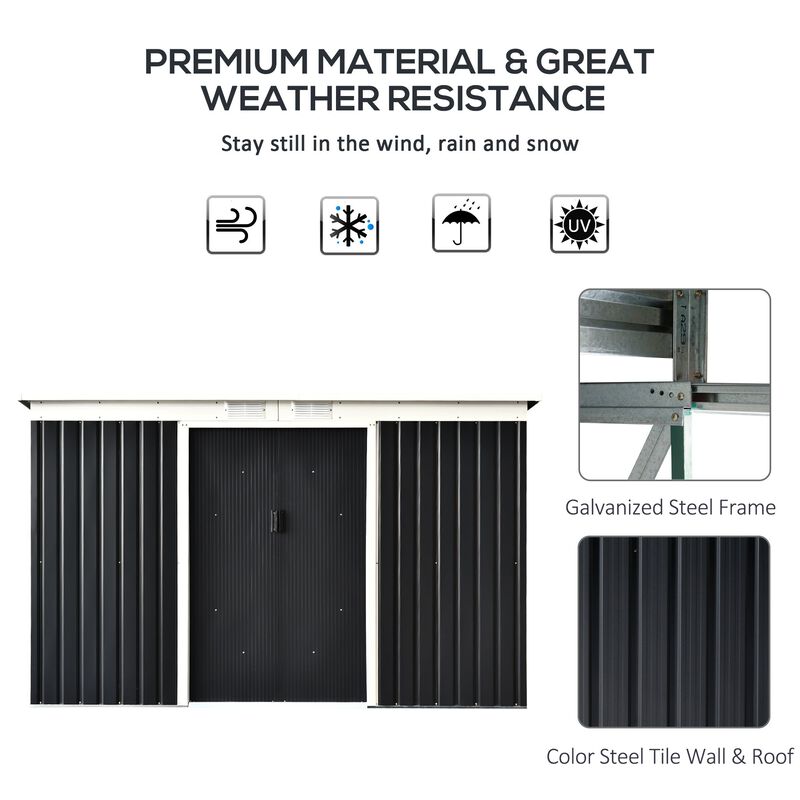 Gray Garden Vault: 9'x4.5'x5.5' Rust-Resistant Metal Storage Shed