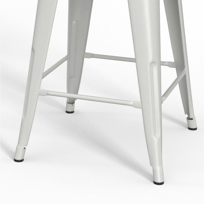 Simpli Home 24 Inch Metal / Wood Counter Height Stool (Set Of 2) In White