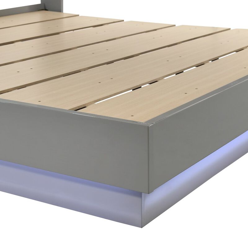 New Classic Furniture Paradox Lighted Headboard Wood Queen Bed, Gray