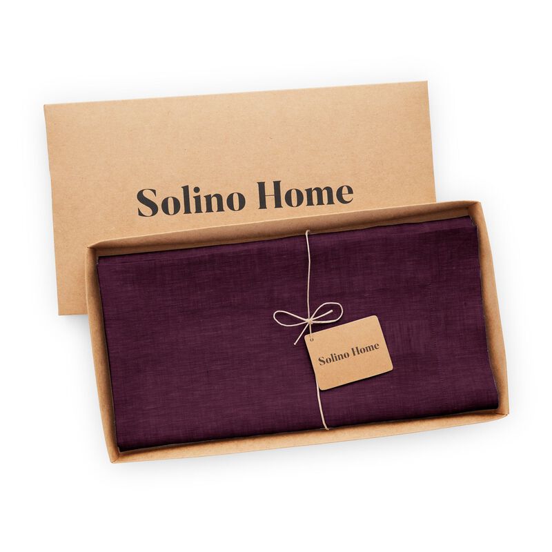 Solino Home 100% Pure Linen Table Throw 52 x 52 Inch | Athena