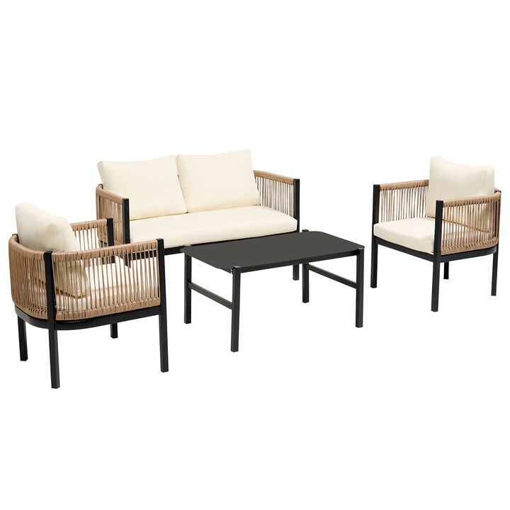 Merax Outdoor Sofa Combination with A Table