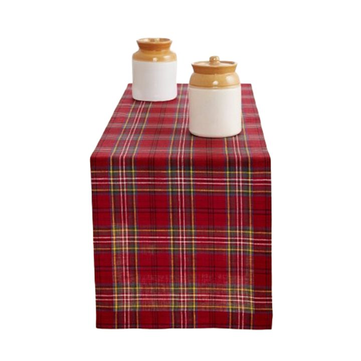 Solino Home 100% Pure Linen Table Runner | Classic Tartan Plaid