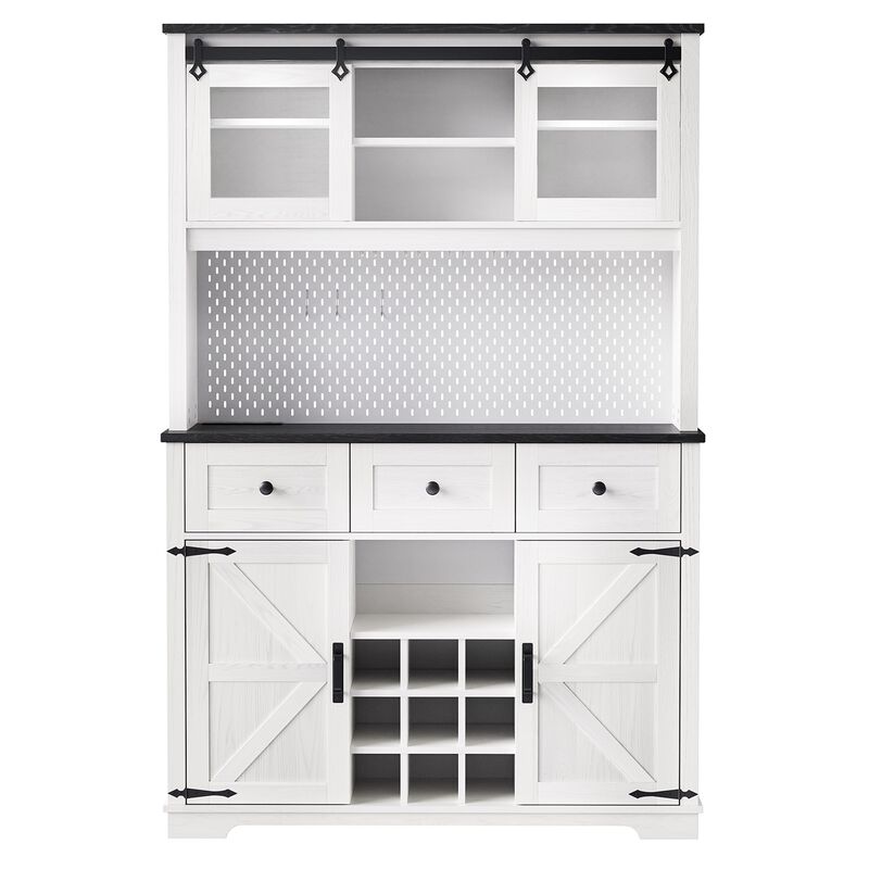 Merax Farmhosue Kitchen Pantry Bar Cabinet with Internal Storage Rack