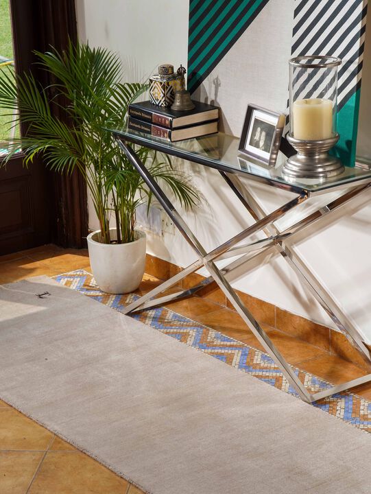 RUGSOTIC CARPETS HAND KNOTTED LOOM WOOL ECO-FRIENDLY AREA RUGS  - 2'6''x10', Runner, Beige Color, Contemporary Modern Design, High Pile Thick Handmade Anti Skid Rugs for Living Room (L00100)