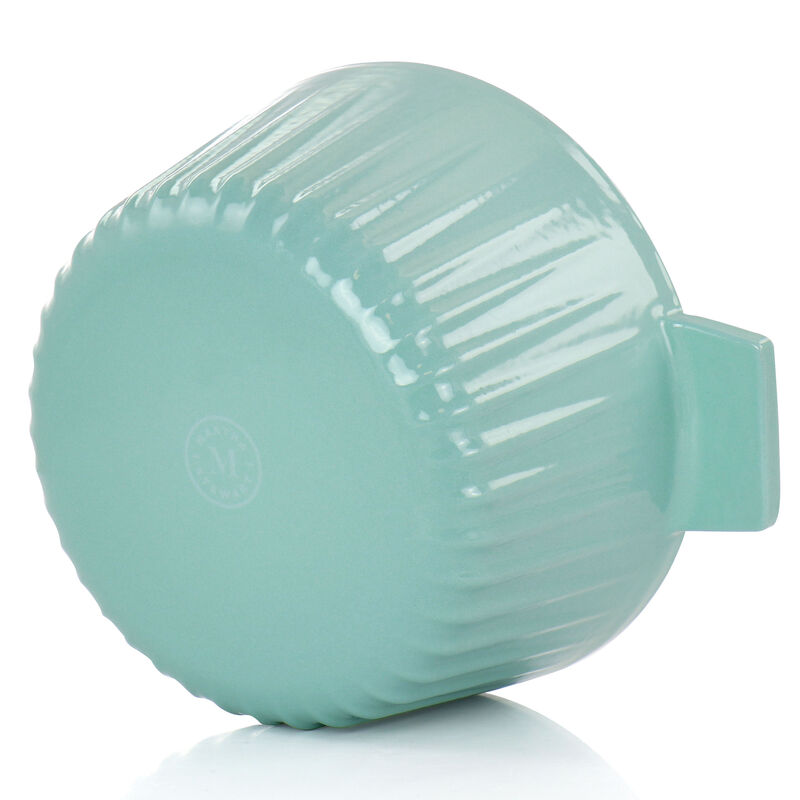 Martha Stewart Enameled Cast Iron 3 Quart  Embossed Stripe Dutch Oven with Lid in Turquoise