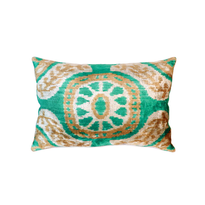 Pasargad Home Ikat Velvet Pillow- 15" x 24"