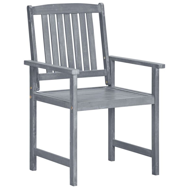 vidaXL Patio Chairs with Cushions 6 pcs Solid Acacia Wood Gray