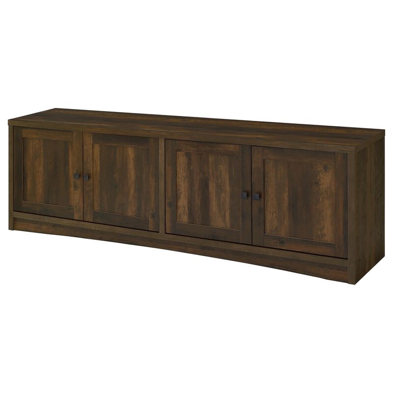 Donna TV Stand Media Cabinet with 4 Doors, Dark Brown Melamine 78 Inch - Benzara