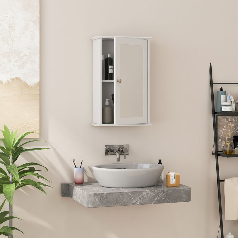 Costway Bathroom Medicine Cabinet with Mirror Cabinet Reversible Single Door Organizer