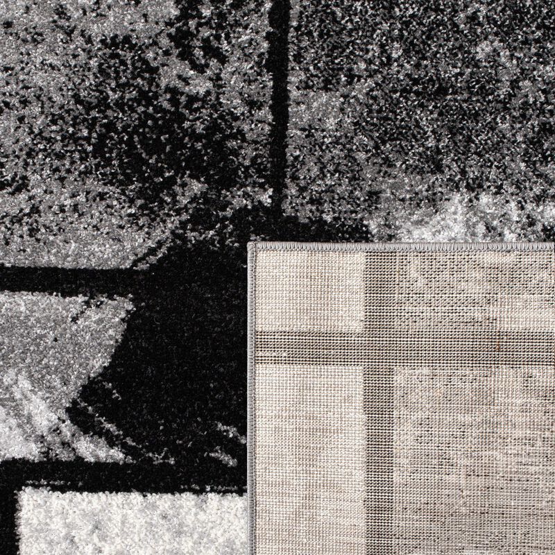 Black-White Area Rug with Modern Abstract Paint Effect