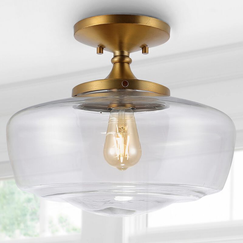 Marfa Glass/Iron Farmhouse Modern LED Flush Mount