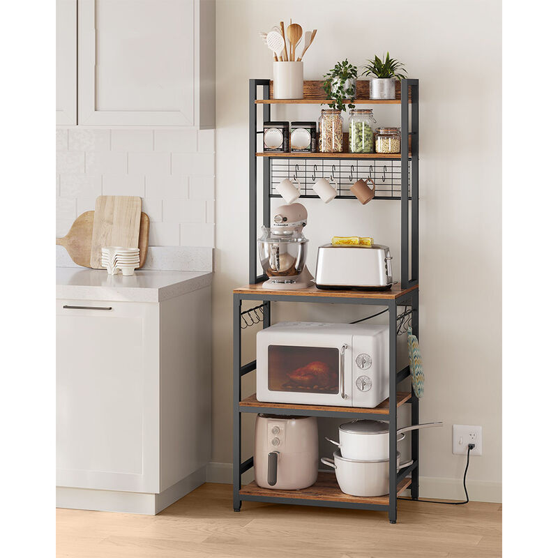 Hutch Bakers Rack with Power Outlet