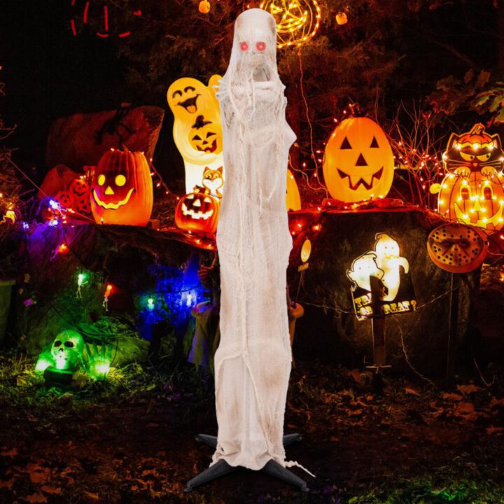 Hivvago 6FT Halloween Animated Standing Mummy with LED Red Glowing Eyes