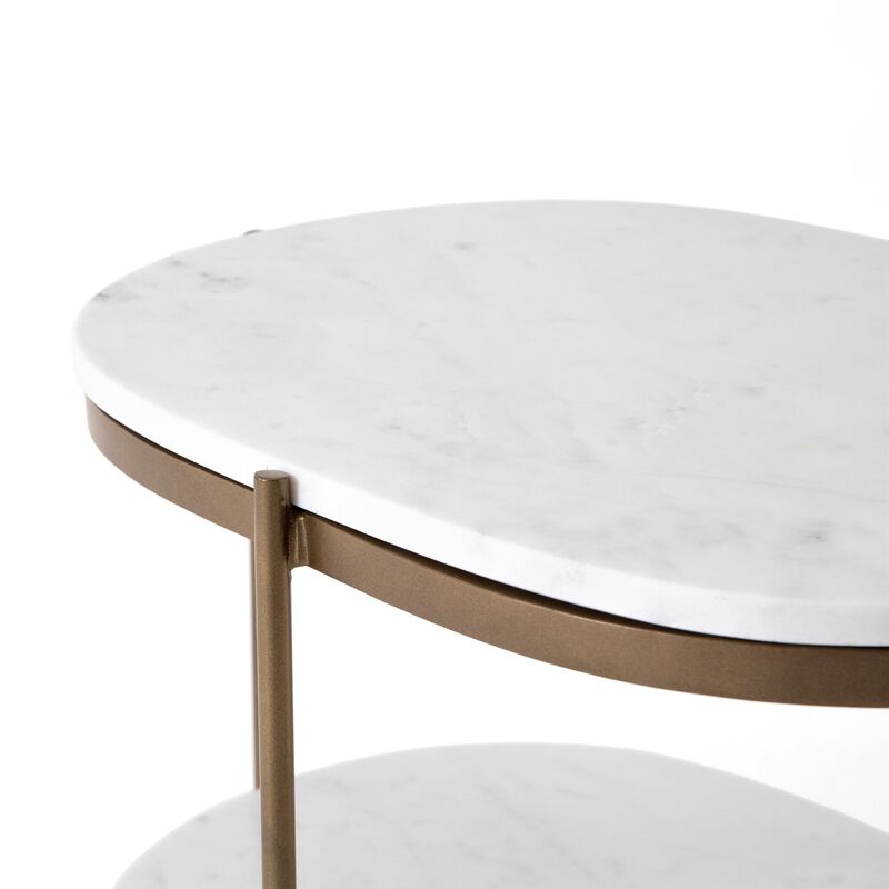 Felix Oval Nightstand in Antique Brass