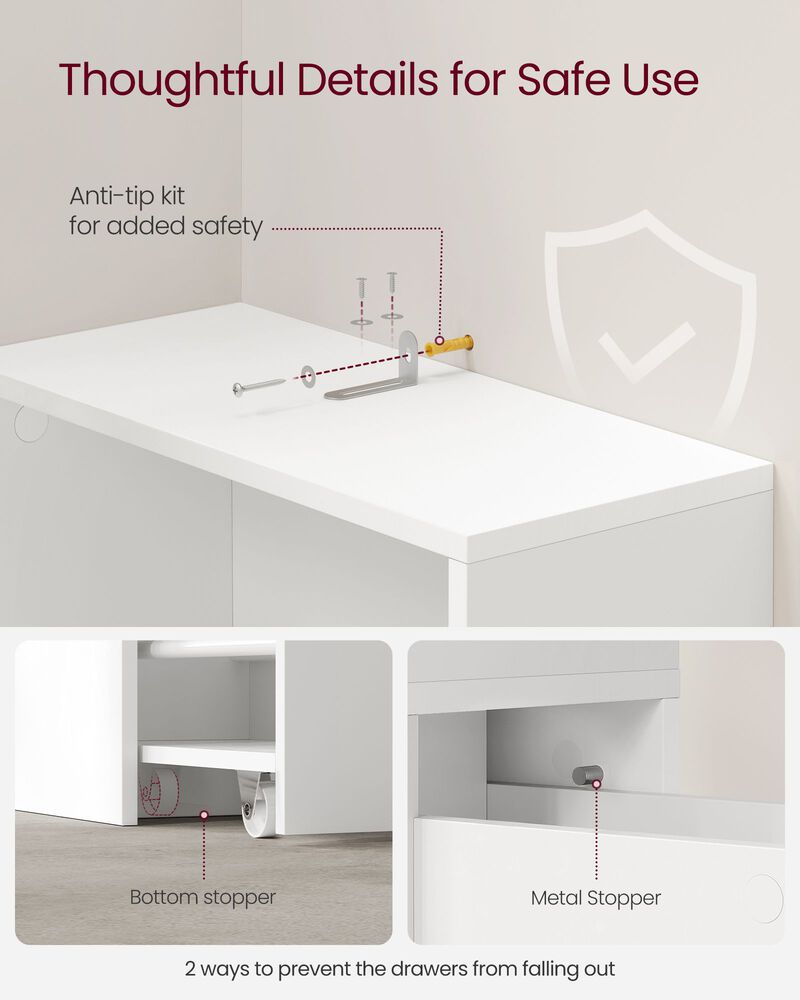 Freestanding Cabinet with Storage Drawers and Adjustable Shelf