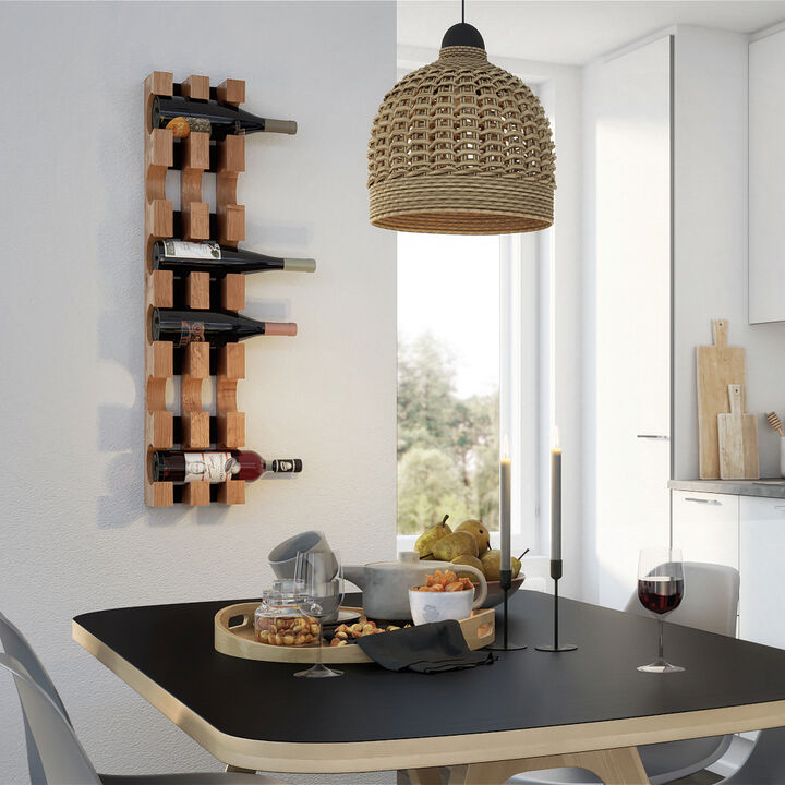 Unfinished Solid Oak Hardwood Wine Rack for 6 Bottles - Wall-Mounted Handmade Wine Bottle Holder