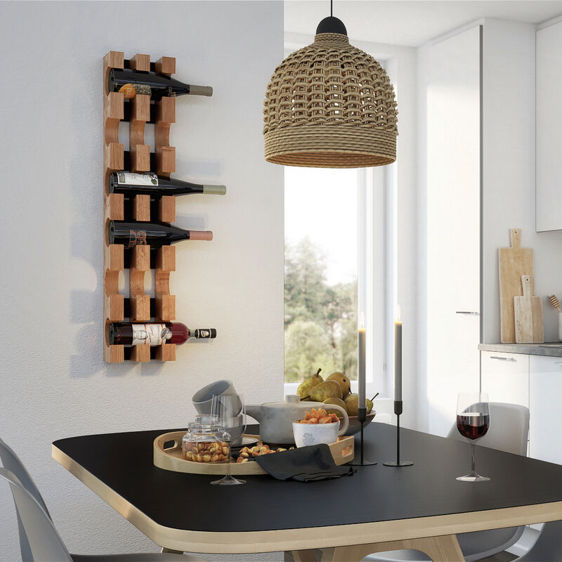 Unfinished Solid Oak Hardwood Wine Rack for 6 Bottles - Wall-Mounted Handmade Wine Bottle Holder