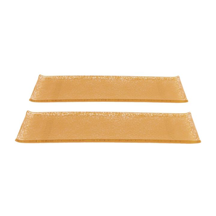 Glass Dinnerware 13.75" x 5" x h:0.5" Rectangular Glass Platter (Set of 2)