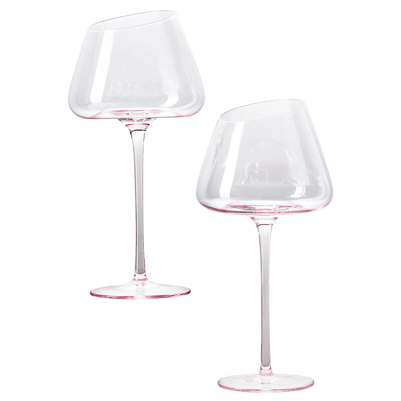 VENTRAY Home French Style Pink Crystal Wine Glasses..