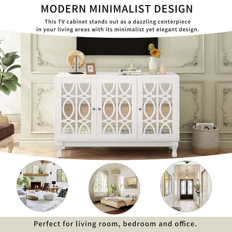 Merax Modern Mirrored TV Stand Storage Cabinet