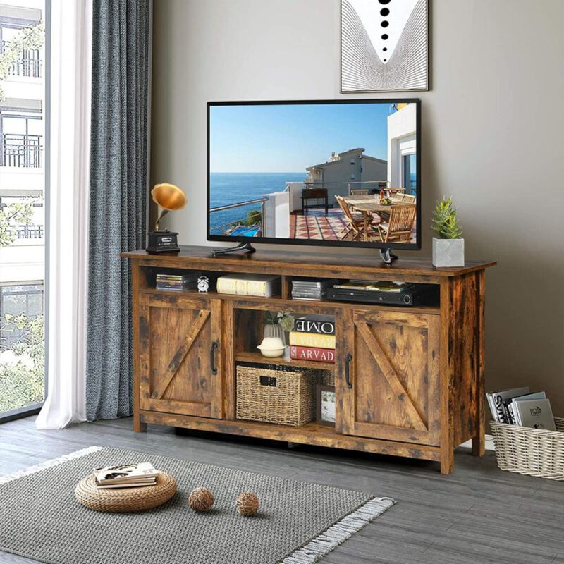 Hivvago 60â€Industrial TV Stand Entertainment Center with Shelve and Cabinet-Brown