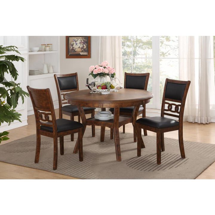 New Classic Furniture Gia Brown Wood Dining Chair with PU Seat (Set of 6)