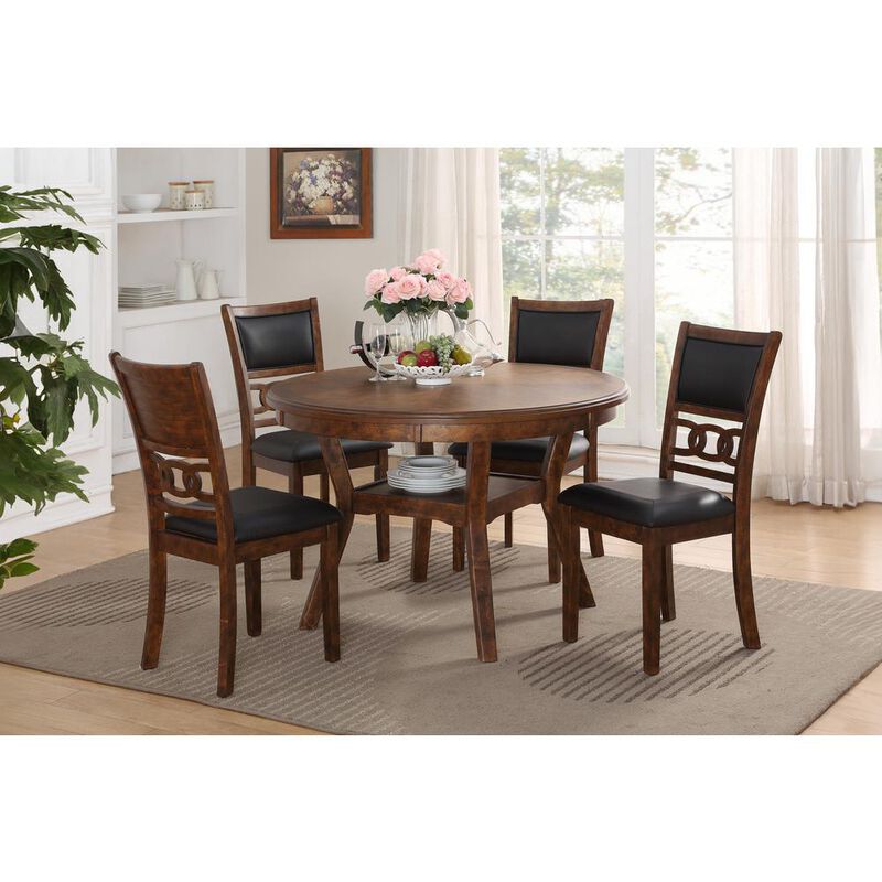 New Classic Furniture Gia Brown Wood Dining Chair with PU Seat (Set of 6)