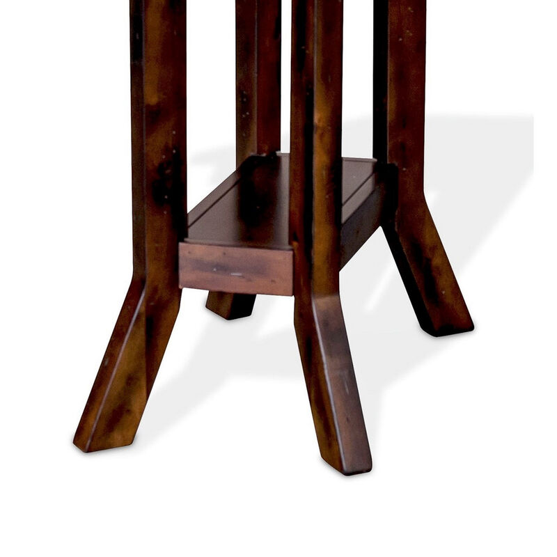 Odel Accent Chairside Table, Dark Brown Mahogany, Rectangular 25 Inch - Benzara