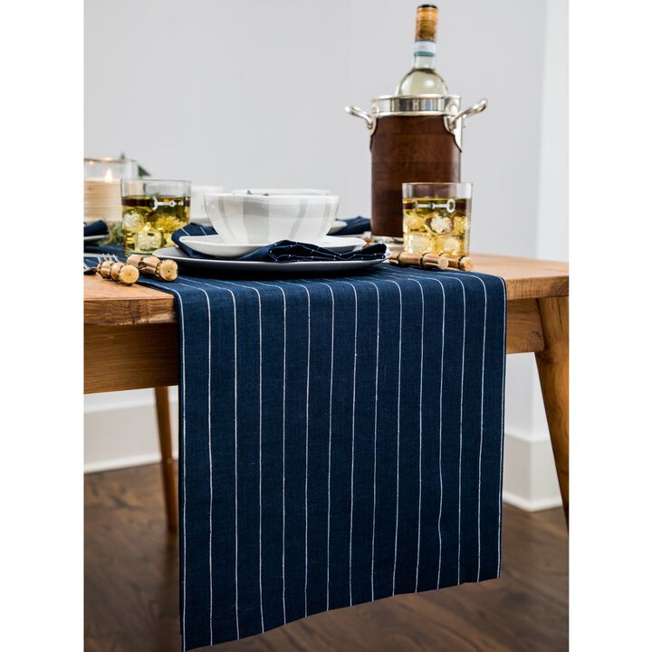 Solino Home 100% Pure Linen Table Runner | Pinstripe