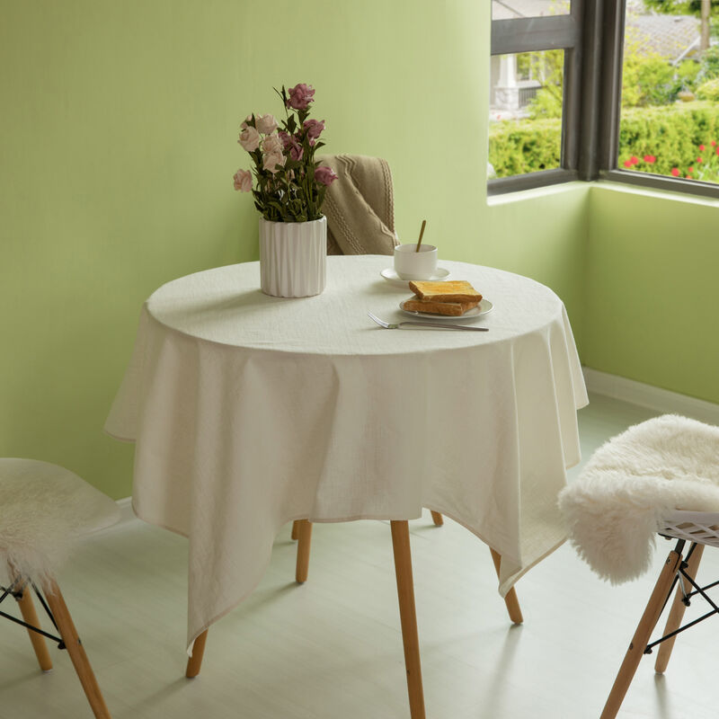 Deerlux 100% Pure Linen Washable Tablecloth Solid Color, 52" x 52" Square White