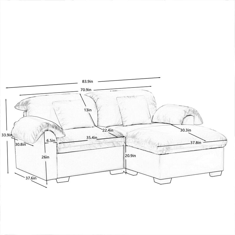 Merax Loveseat Sofa with Storage Reversible Ottoman